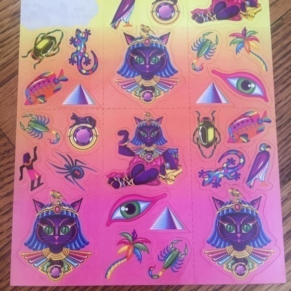 Vintage Lisa Frank Pink, Purple & Orange Cleocatra Egyptian Cat Stickers - Picture 6 of 7